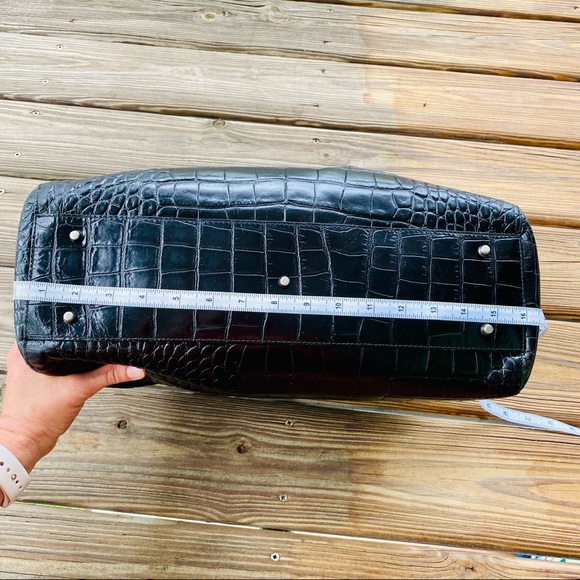 Furla Black Moc Croc XL Satchel EUC - Picture 12 of 17
